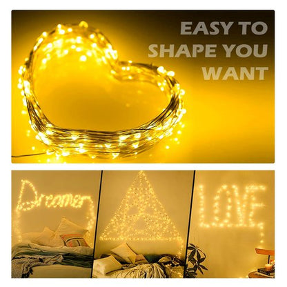 Ehome String Lights, USB Fairy Lights Plug in with Remote & Timer 33 ft 100 LED Twinkle String Lights Silver Wire Lights 8 Modes Outdoor Indoor Waterproof Starry Lights DIY Party Wedding, Warm White