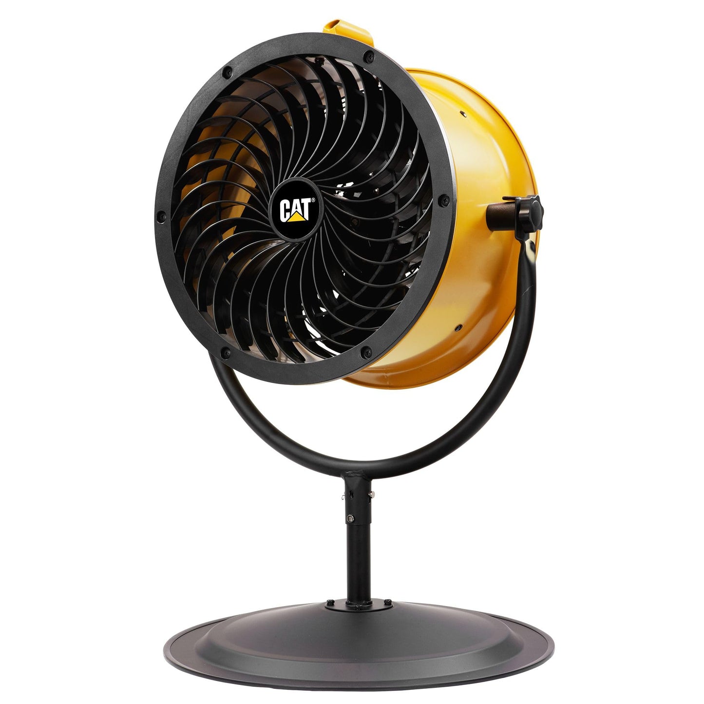 CAT fans - 14”-Blade High-Velocity Pedestal Drum Fan Industrial Grade (Yellow, 4-in-1): 2,300 CFM, 4-Speed, 360 Degree Adjustable Tilt, Dual Ball Bearing Motor with Die-Cast Cover (HVPD-14AC)