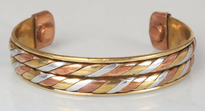 Touchstone copper bracelets | gift for men women |adjustable 100% pure solid real magnetic jewelry | handmade bracelet set combo | rope braided tibetan bangles. Set of 2 different designs