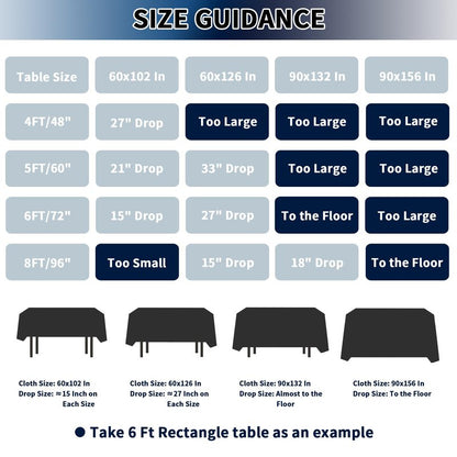 PureFit 6 Pack Rectangle White Table Cloths 60 x 102 Inch for 6Ft Tables, Stain and Wrinkle Resistant Table Linens for Home Use, Wedding, Party, Banquet and Camping