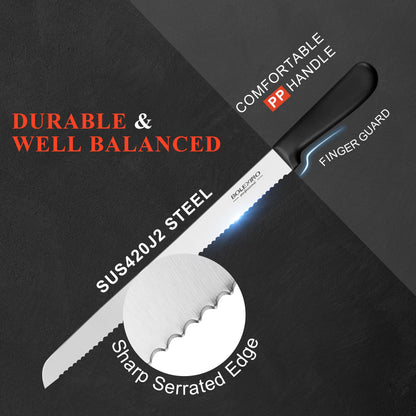12 Inch Serrated Bread Knife for Homemade Bread, Stainless Steel Wide Wavy Edge Knife, Multi-Purpose Kitchen Knife, Efficient Cake Slicer, Ultra Sharp Baker's Knife for Cutting Crusty Breads, Cake