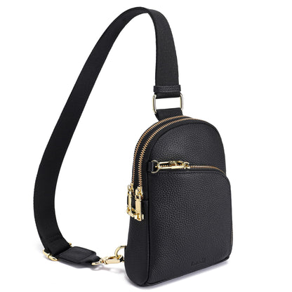 INICAT RFID Blocking Sling Bag, Anti Theft Crossbody Bag for Women Compact Travel Purses Leather(Black)