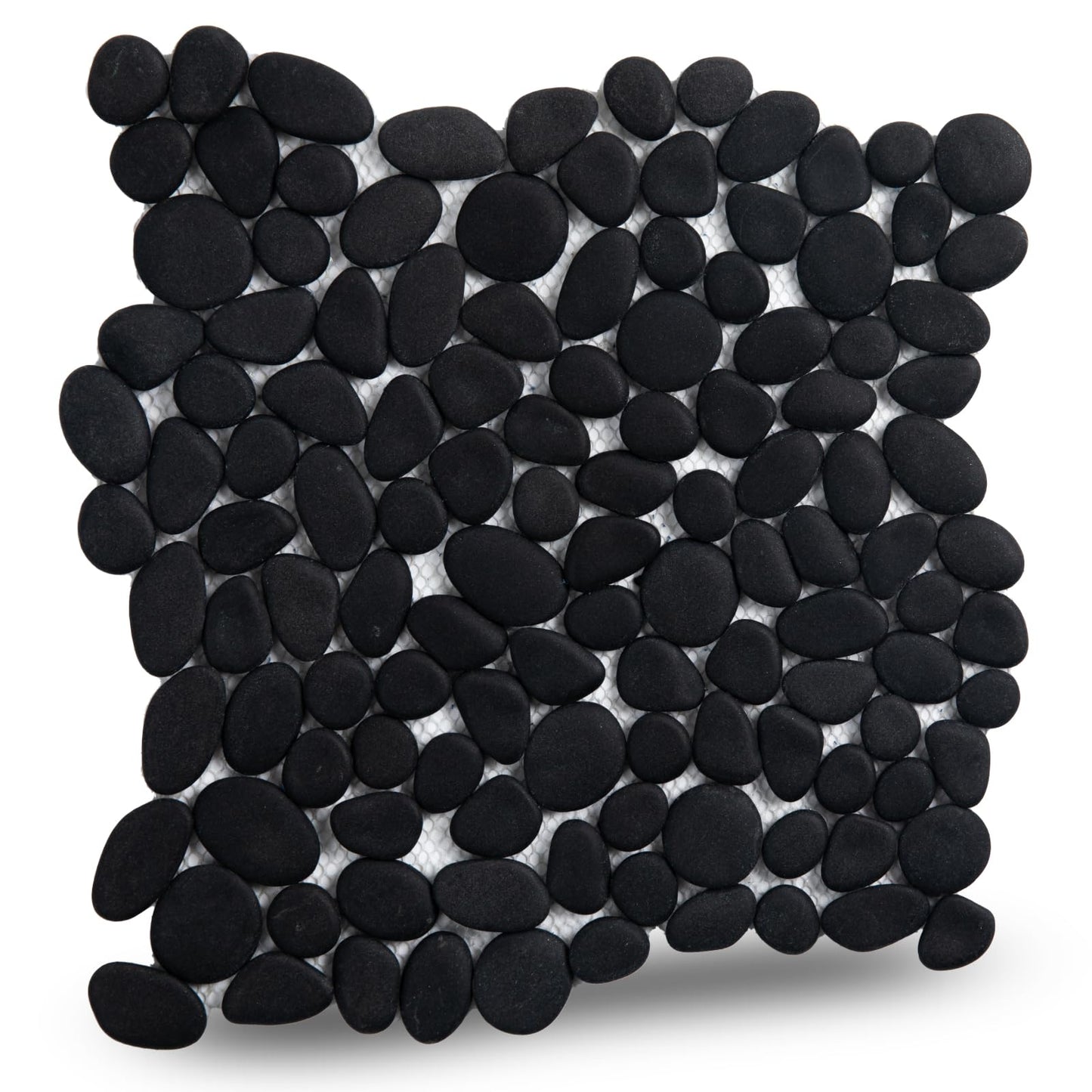 Lovdeco Pebble Tile Shower Floor, Mosaic Pebble Backsplash for Wall, Stone Tiles for Bathroom and Outdoor Garden, 5 Sheets, Black