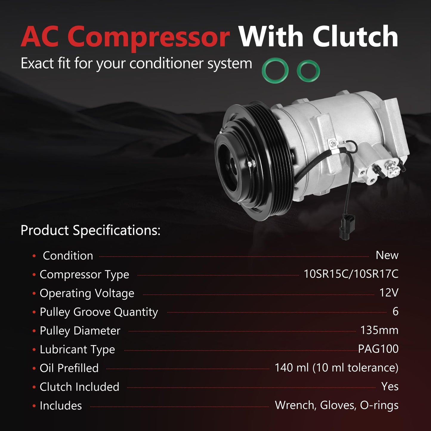 HYR New Air Conditioner AC Compressor with Clutch Compatible with Acura TL 2009-2014, TSX 2010-2014, RDX 2013-2015 & Honda Accord 3.5L 2008-2012, Accord 2.0L 2014, Crosstour 3.5L 2012#CO 29030C