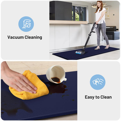 StepLively Kitchen Mat, 2 PCS Kitchen Rugs, Cushioned Kitchen Mats for Floor, Anti Fatigue Kitchen Rug Set, Non-Skid Standing Mat for Kitchen, Office, Sink, 17.3"×30"+17.3"×47", Blue