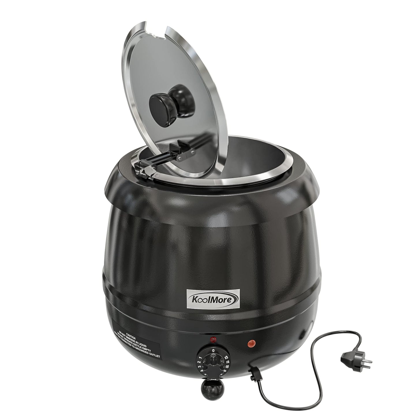 KoolMore Commercial Soup Kettle Warmer with Hinged Lid and Removable Pot Insert for Buffet, Restaurant, Party, Event, and Catering, Large 2.5 Gallon, Electric [Black] (SK-BK-3G)