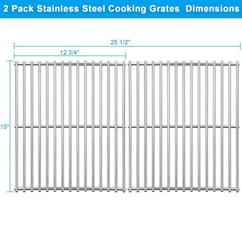 15 Inch Cooking Grates Replacement Parts for Broil-Mate 165154 195554 Broil King 986557, 9869-54 9869-57 Signet Crown Huntington 6666-54 Sterling 1155-54 Solid Stainless Steel Grill Grids