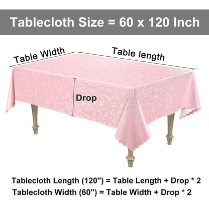 Smiry Rectangle Table Cloth, Waterproof Heavy Duty Vinyl Tablecloths, Wipeable Washable Table Cover for Kitchen, Dining Room & Valentines (Pink, 60" X 120")