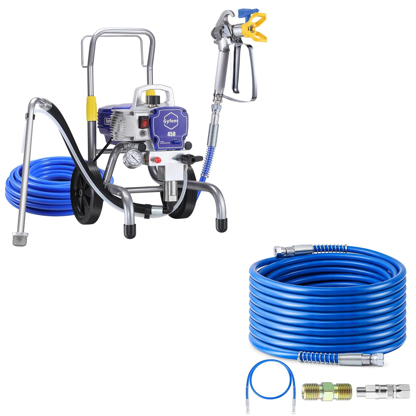 450 Airless Paint Sprayer with 66FT Hose, 0.47GPM Paint Sprayer for Home Interior 3300psi 900W High Efficiency Airless Sprayer with Low Overspray for House Painting Townhouse