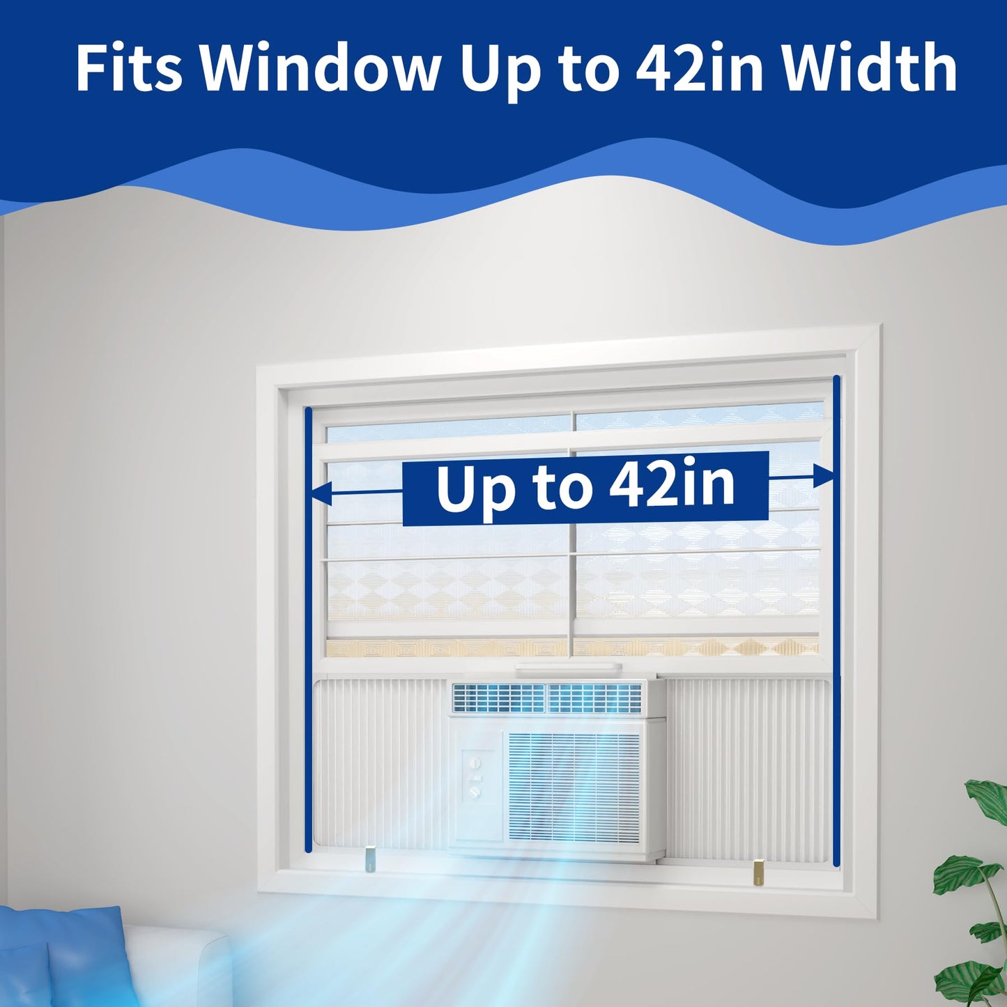 Wintcomfort Window Air Conditioner Side Panel with Adjustable Frame, Adjuatable Window AC Accordion Filler Kit for Window AC Units 14000~22000 Btu, Window AC Insulation Side Panels with Frame