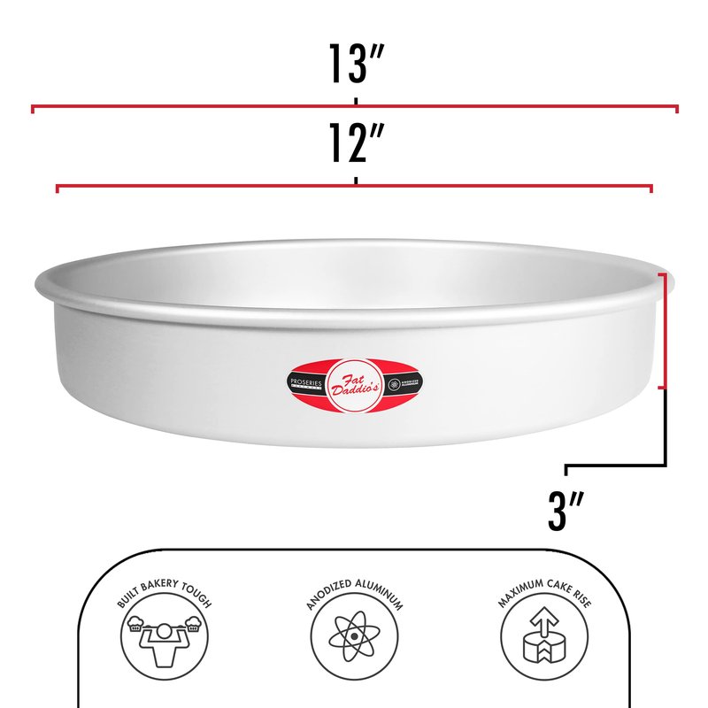 Fat Daddio's Anodized Aluminum Round Cake Pan, 12 x 3 Inch