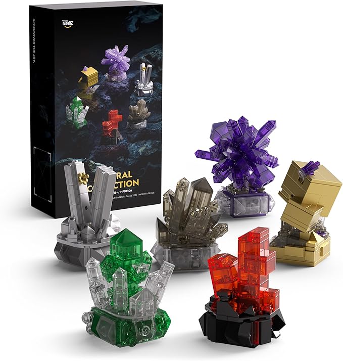 Nifeliz Geology Rock Collection Building Set for Adults 6 Different Kinds of Gemstone Model Toys Creative Desk Decoration &amp Fun Gift for Mineral Lovers (616PCS NF10306)