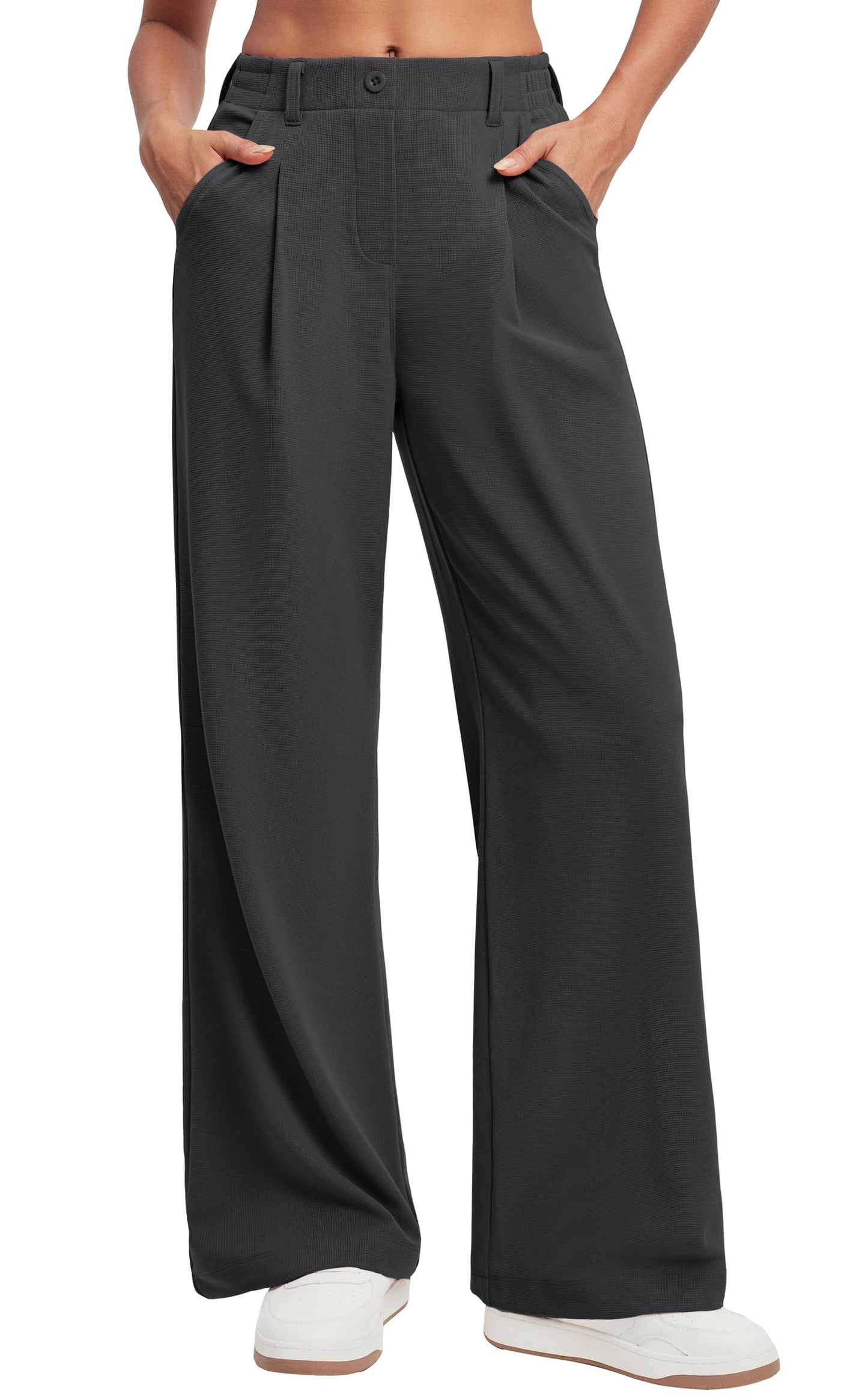Ewedoos Wide Leg Pants Woman Stretchy Work Dress Pants Women Pull on Business Casual Slacks Trousers Fall Outfits 26"/28"