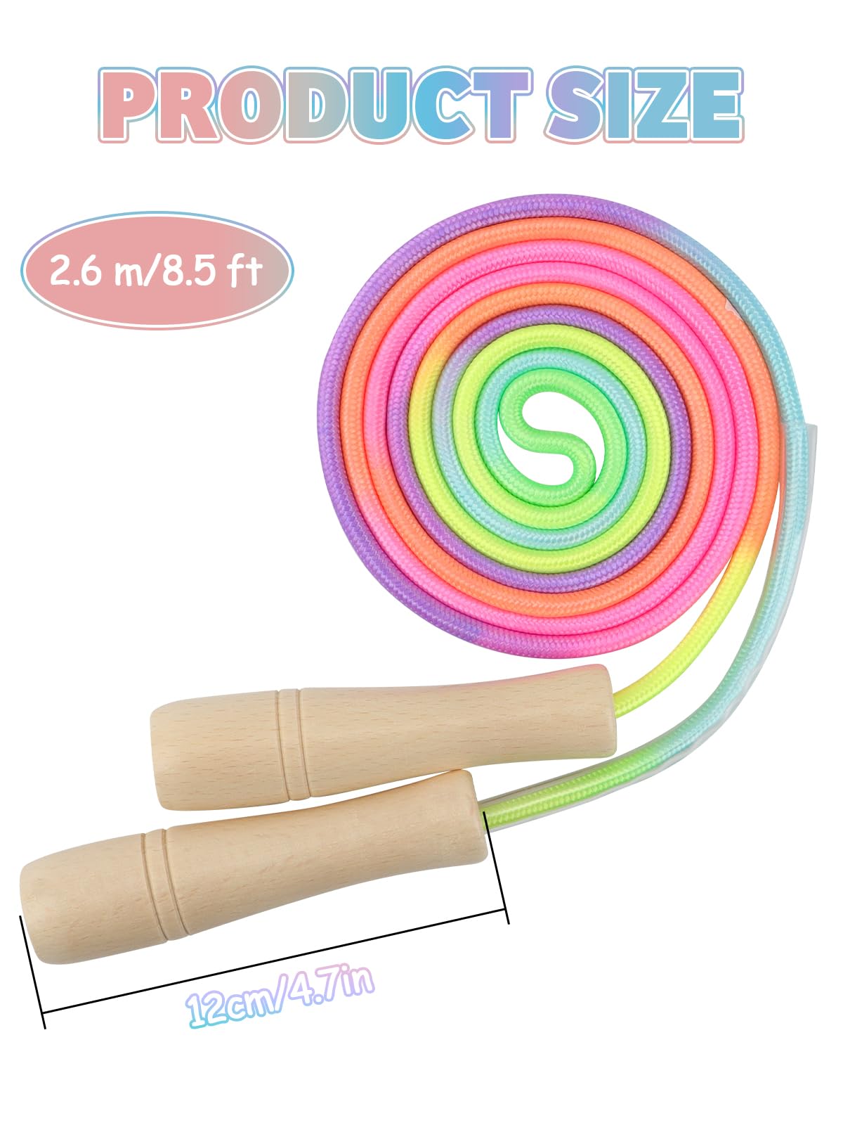 Jump Rope for Kids, Lorvain Adjustable Skipping Rope, Kids Jump Ropes with Wooden Handle for Girls Boys, Weighted Jumping Ropes for Fitness Workout Exercise Outdoor Fun Activity