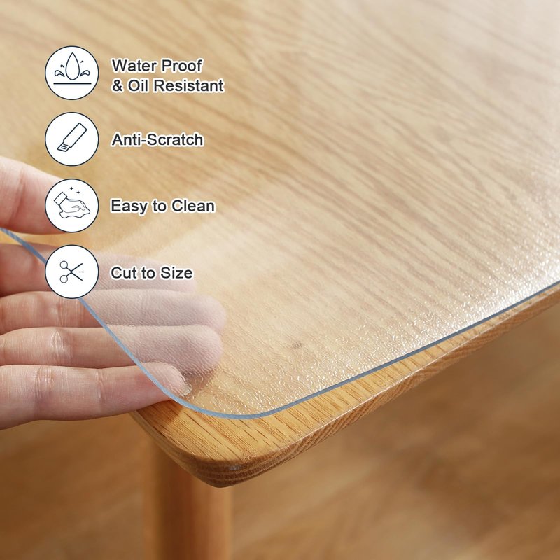 LovePads Frosted Table Cover Protector 40 x 66 Inch, 1.5mm Thick Plastic Table Cover, Table Protector for Dining Room Table, Waterproof Vinyl Tablecloth Table Pad Mat for Kitchen, Writing Desk