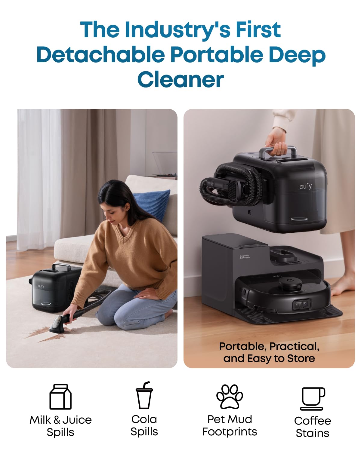 eufy Robot Vacuum E28, 20,000 Pa Suction, Roller Mop with HydroJet System, Portable Carpet for Deep Cleaning,All-in-One Robot Vacuum and Mop Combo, Zero-Tangling, Corner-to-Edge Cleaning (Upgraded)