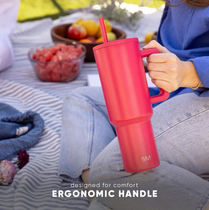 Simple Modern 40 oz Trek Tumbler with Handle and Straw Lid | Cup Holder Friendly Insulated Stainless Steel Travel Mug | Ice Melt
