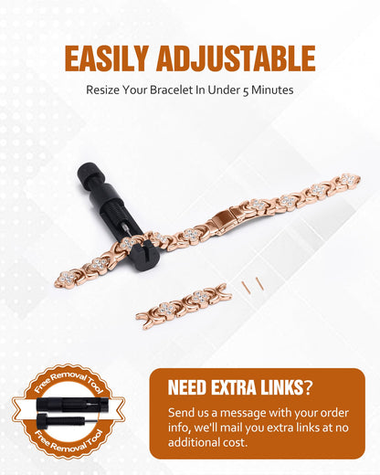 Jecanori Copper Bracelets for Women&Ring, Pure Copper Magnetic Bracelet with 3500 Gauss Magnets,Ideal Gift