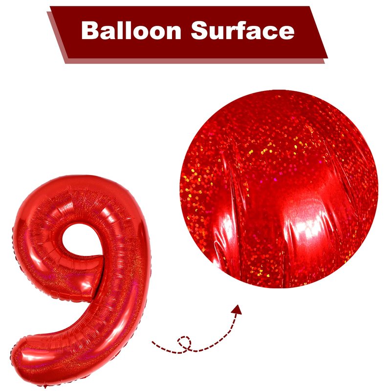 Laser Red 8 Balloon, Number Balloons 40 Inch, 8th Birthday Decorations for Girls, Birthday Balloons, Laser Red Party Supplies, Number 8 Balloon
