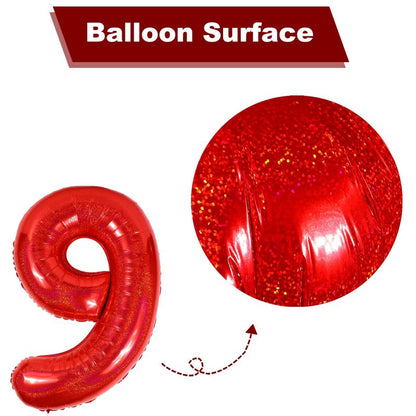 Laser Red 8 Balloon, Number Balloons 40 Inch, 8th Birthday Decorations for Girls, Birthday Balloons, Laser Red Party Supplies, Number 8 Balloon