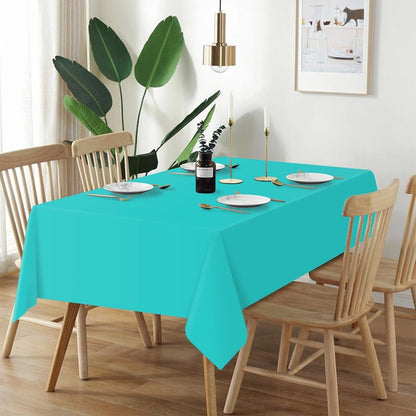 QIKSION Teal Plastic Table Cloth Disposable 2 Pack, 54 x 108 Inch Tablecloths for Easter Party, Summer, Turquoise Rectangle Table Cover
