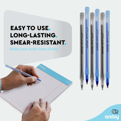 Enday Ballpoint Pens Bulk Blue and Black Pens (240 Pack) 120 Black & 120 Blue - Medium Point (1.0mm) Flexible Round Barrel For Writing Comfort, Pens Bulk for School, Home and Office.