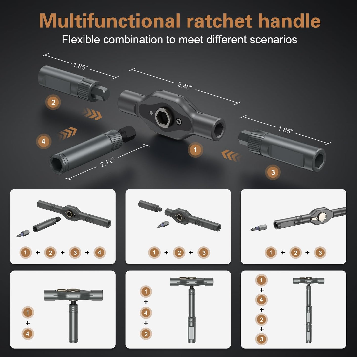 Bomivoi 24 in 1 Magnetic Screwdriver Set, DIY Ratchet Screwdriver Set, Multi Bit Magnetic Drive Set with Detachable Ratchet Handle, Portable Precision Repair Tool Kit for Furniture Computer Bicycle