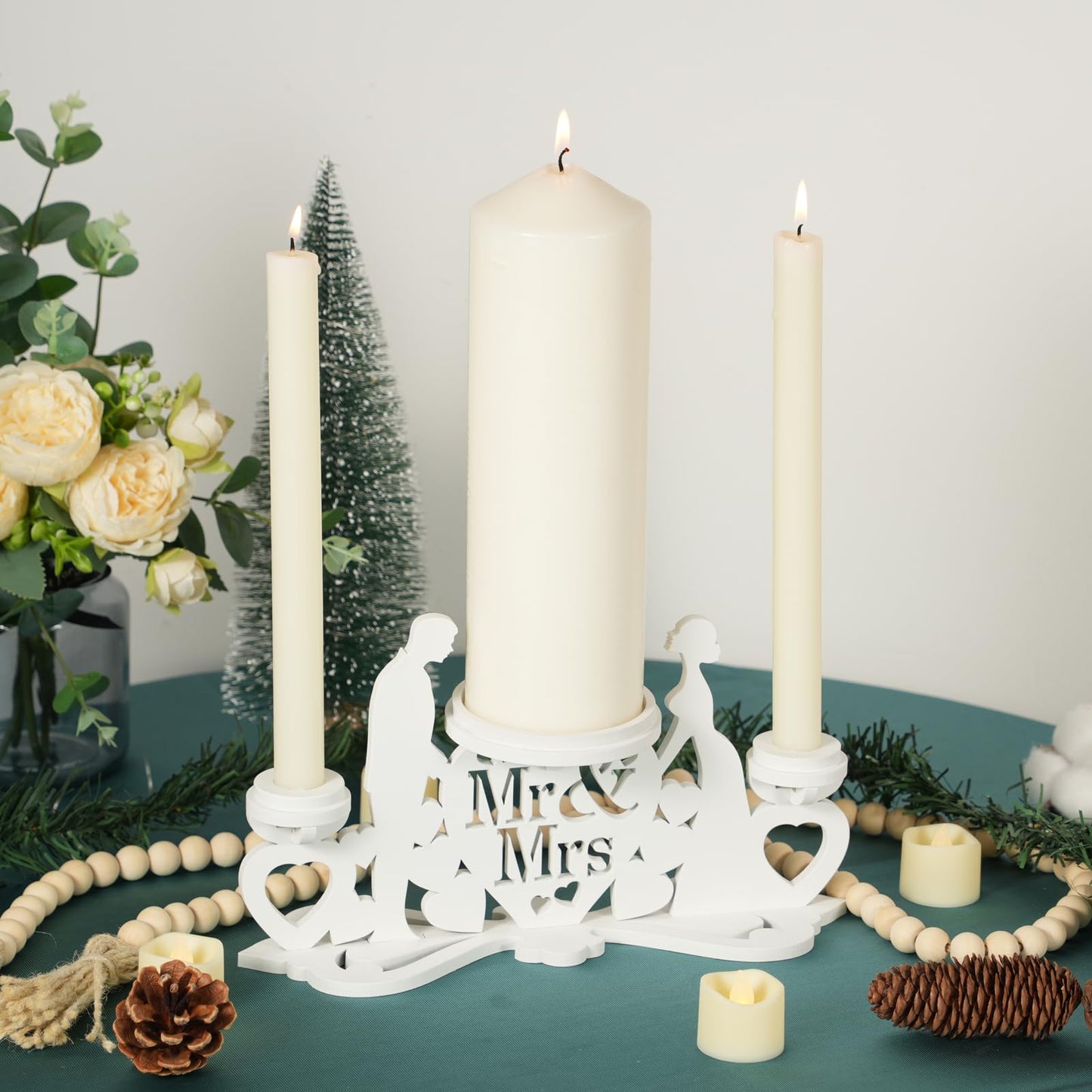 Rozrety Unity Candle Holder - Unity Candles Stand for Wedding Ceremony Set - Weddings Gifts Candle Holders for Wedding Decoration Reception, Bridal Shower(Candles not Included)
