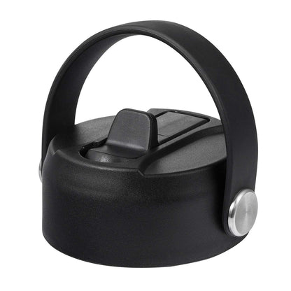 KMN Wide Mouth Straw Lid with Flip Top, Replacement Cap with Straw for Hydro Flask 18 32 40 oz Wide Mouth Water Bottle & 12 16 20 oz Coffee Flask, BPA-Free Leakproof Sports Lid (Black-2 Pack)