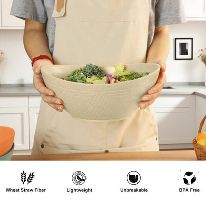 BUSOKIP Large Bowls 65 OZ, Wheat Straw Bowls Set of 4, Unbreakable Salad Bowl, Microwave & Dishwasher Safe Big Bowl, Kitchen Serving Bowl for Salad, Cereal, Soup and Oatmeal (Beige)
