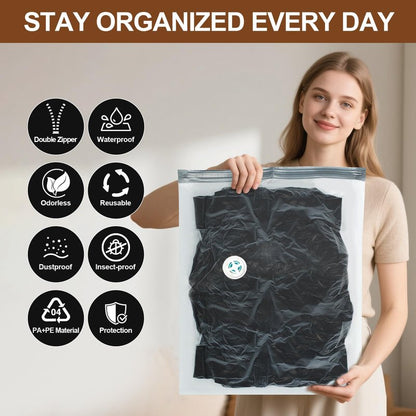 Vacuum Seal Bags for Clothing Travel, 16 Pack (3 Jumbo/3 Large/3 Medium/3 Small/4 Roll) Vacuum Storage Bags with Portable Electric Pump, Space Saver Bags for Luggage, Suitcase, Clothes, and Blankets