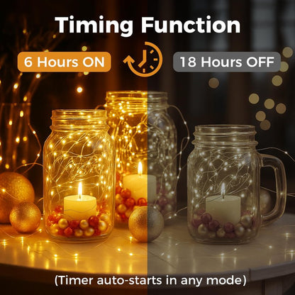 litogo 12 Pack Yellow Fairy Lights Battery Operated with Timer, 20 LED 3 Modes Twinkle Light, 7ft Waterproof Silver Wire Mini Small Bulk Mason Jar String Light, Decor for Wedding Party Christmas