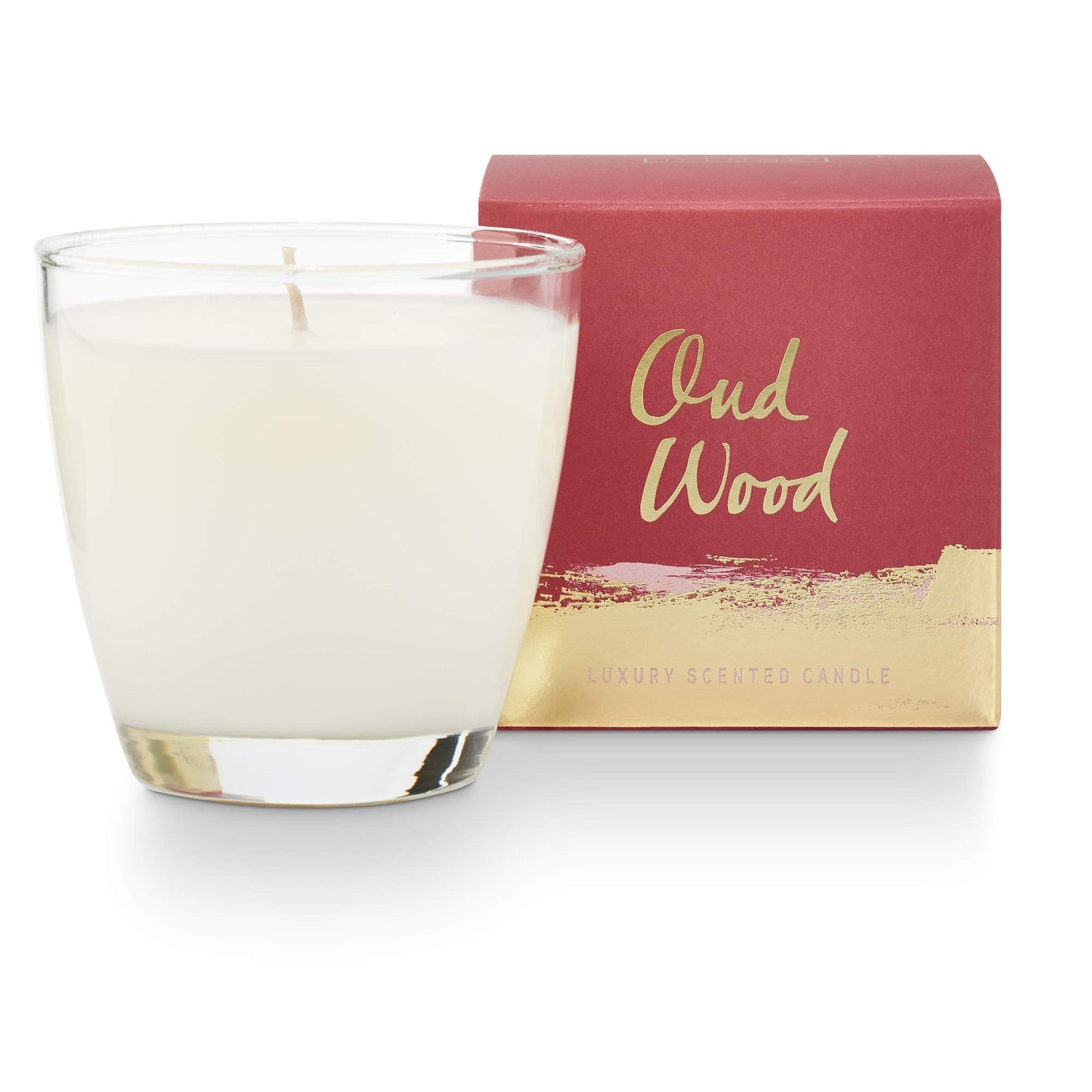 Illume Oud Wood Soy Candle, Demi Boxed Glass, Clear, 4.8 oz.
