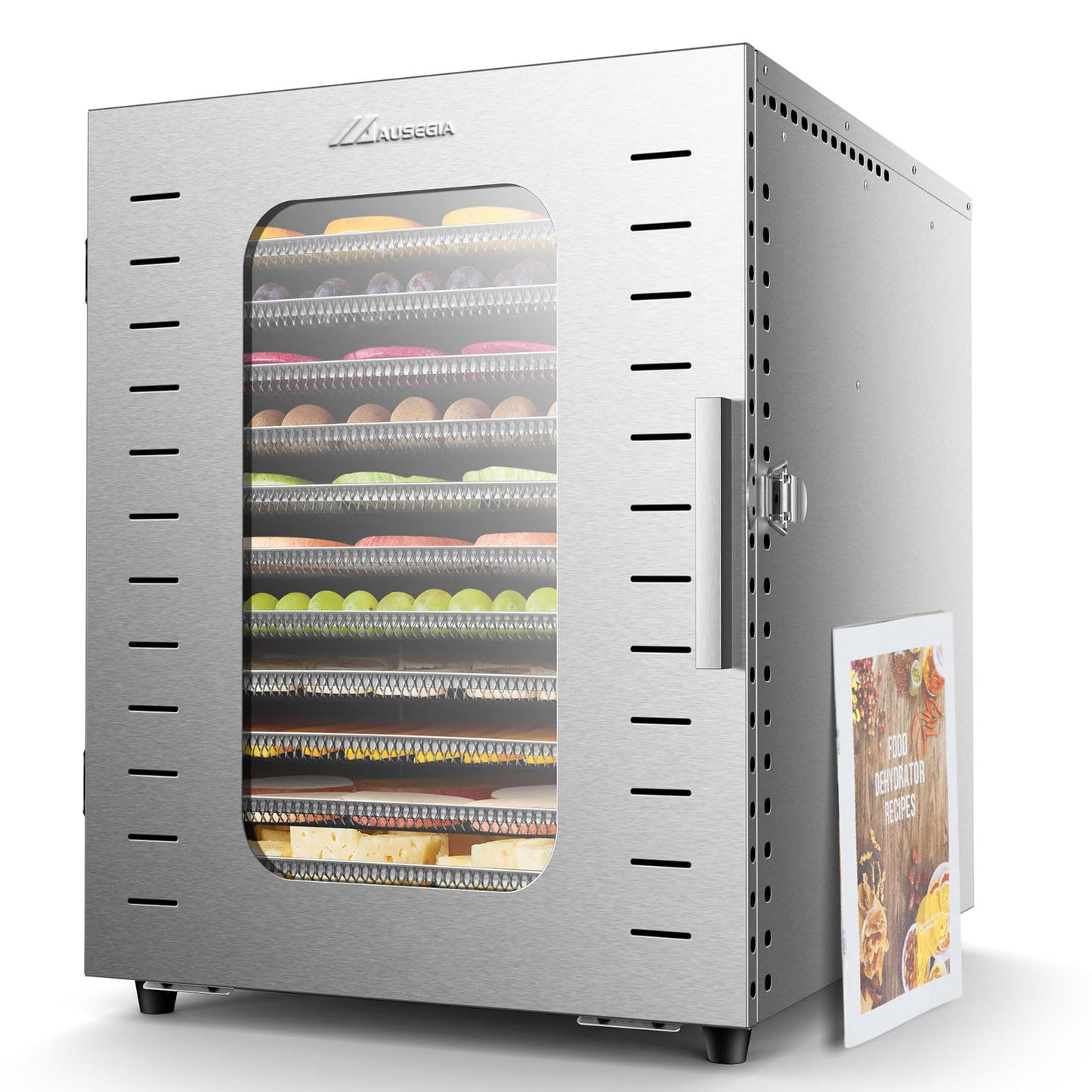 Ausegia Commercial Large 12 Trays Food Dehydrator, Usable Area up to 22.67ft², 1200W Full Stainless Steel Dryer Machine, up to 190℉ Temperature, for Meat, Fruit, Veggies, Beef, Herbs, Pet Foods