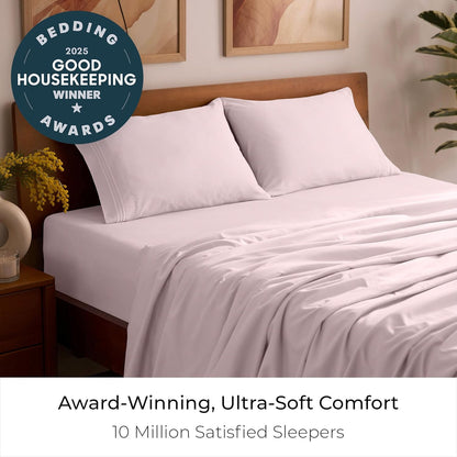 Mellanni Queen Sheets Set - 4 PC Hotel Luxury Bedding | Extra Soft, Cooling & Stain Resistant (Blush Pink)