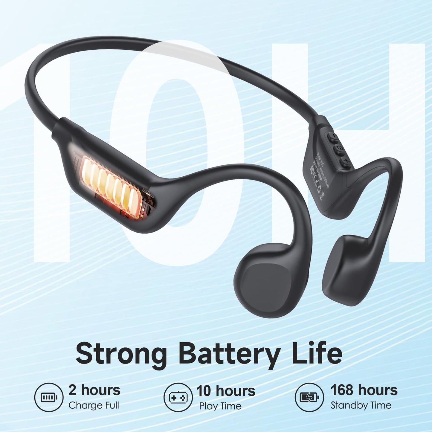 LOBKIN Bone Conduction Headphones Bluetooth 5.4 - Open Ear Headphones Wireless with Mic, IPX5 Waterproof Sports Earphones for Running, Gym Workout, Ski, Cycling