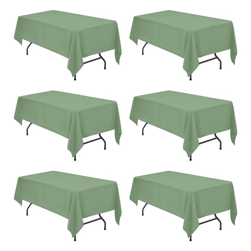 BRILLMAX 10 Pack Sage Green Tablecloths 70 x 120 Inch for 6ft & 8ft Rectangle Tables - 150 GSM Polyester Fabric, Universal Fit, Water, Stain & Wrinkle Resistant Cloth Cover for Wedding Banquet