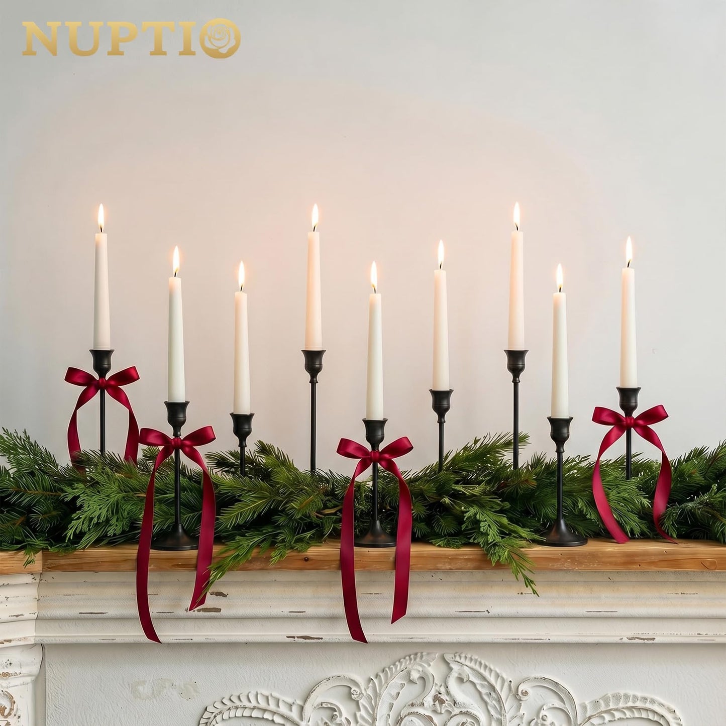 Nuptio 3 Pcs Black Candlestick Holders Taper Candles Holder Candle Stick Holder for Dining Table Halloween Candle Holders for Tapered Candles Decorative Centerpiece for Christmas Party Housewarming