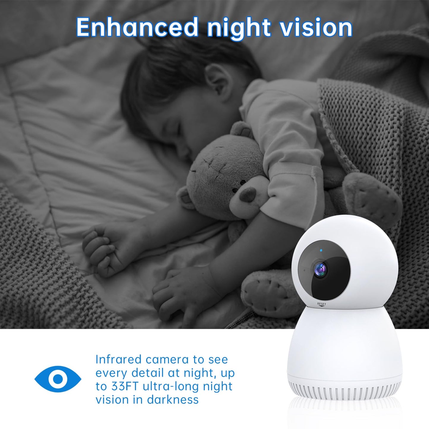 NoahTec Indoor Camera,1080P Pet Camera Baby Monitor,AI Motion Detection, 2-Way Talk, Night Vision, Siren, Compatible with Alexa