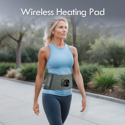Comfytemp Cordless Portable Heating Pad with Massager for Lower Back Pain Relief, 9 Heat 5 Vibration 3 Intensity, FSA Eligible HSA Rechargeable Wireless Heated Waist Belt APP Control Gifts for Mom Dad