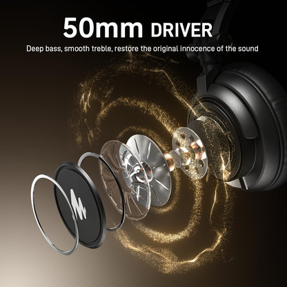 MAONO MH601 Professional Studio Monitor Headphones, Wired Closed Back Over Ear DJ Headset with 50mm Drivers and 1/4 inch to 3.5mm Jack for Guitar Amp Recording Mixing Piano Music Podcast Streaming