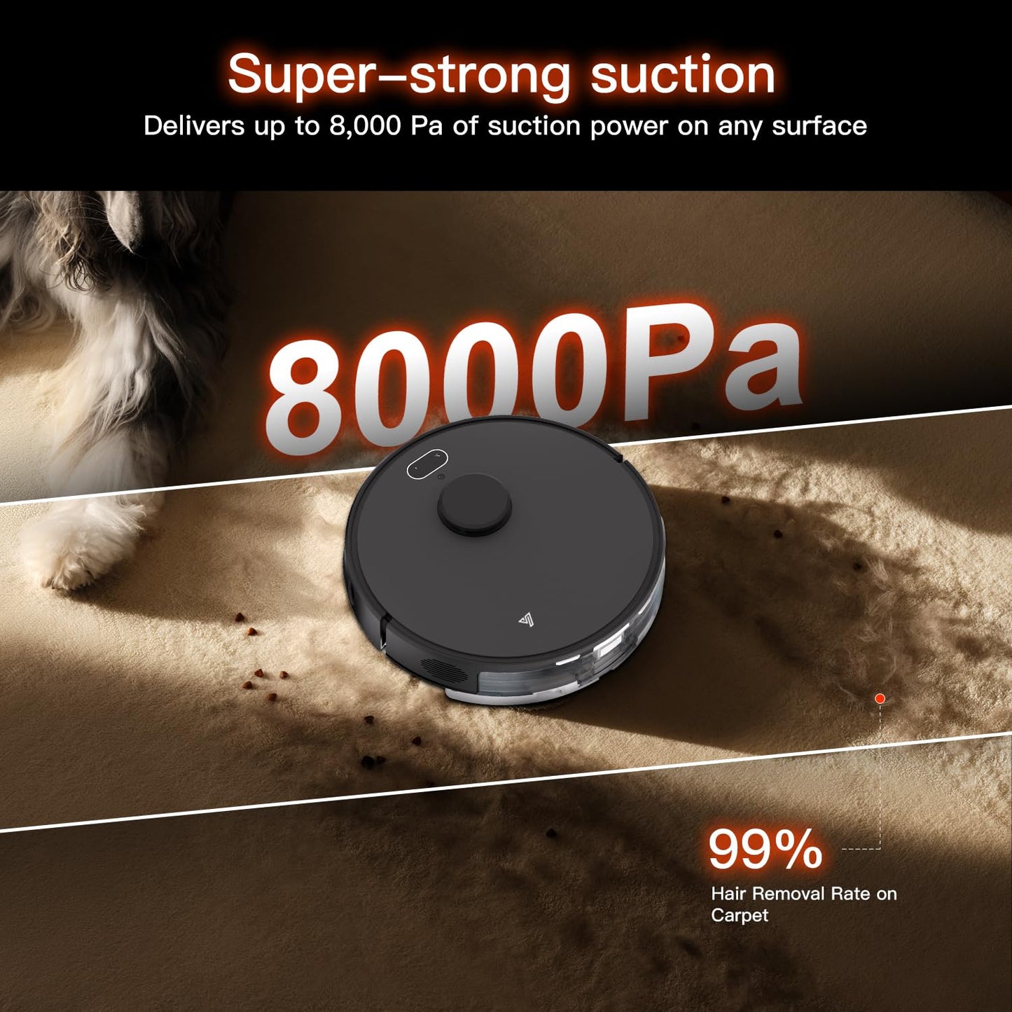 Robot Vacuum and Mop Combo,Up to 8000Pa Suction,Robot Vacuum Self-Emptying,70-Day Hands-Free Cleaning 220 Min Runtime LiDAR Navigation, Home Mapping, Ideal for Pet Hair, Hard Floors, Carpet-Black