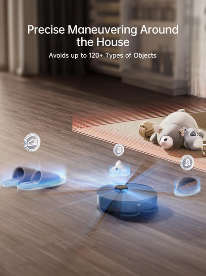 DREAME X40 Ultra Robotic Vacuum with Removable & Liftable Mop, 12,000Pa Suction, Side Brush Extensive Cleaning, 158°F Mop & Washboard Self Cleaning, Auto-Empty, Auto Refill, liftable Brushes