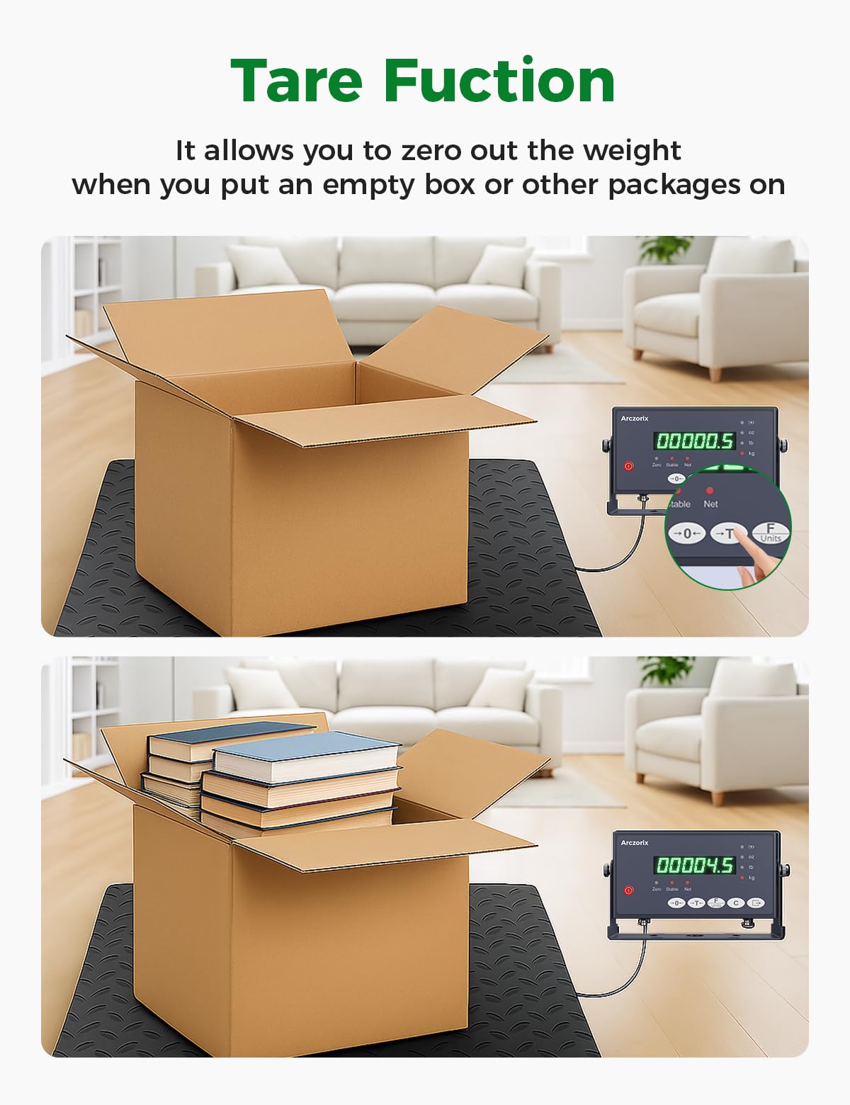 24"x24" 2500Lbs Arczorix Industrial Floor Scale, Precision Pallet Scale with Digital Indicator, Heavy Duty Weighing Scale for Floor Bench Office Weight Weighing