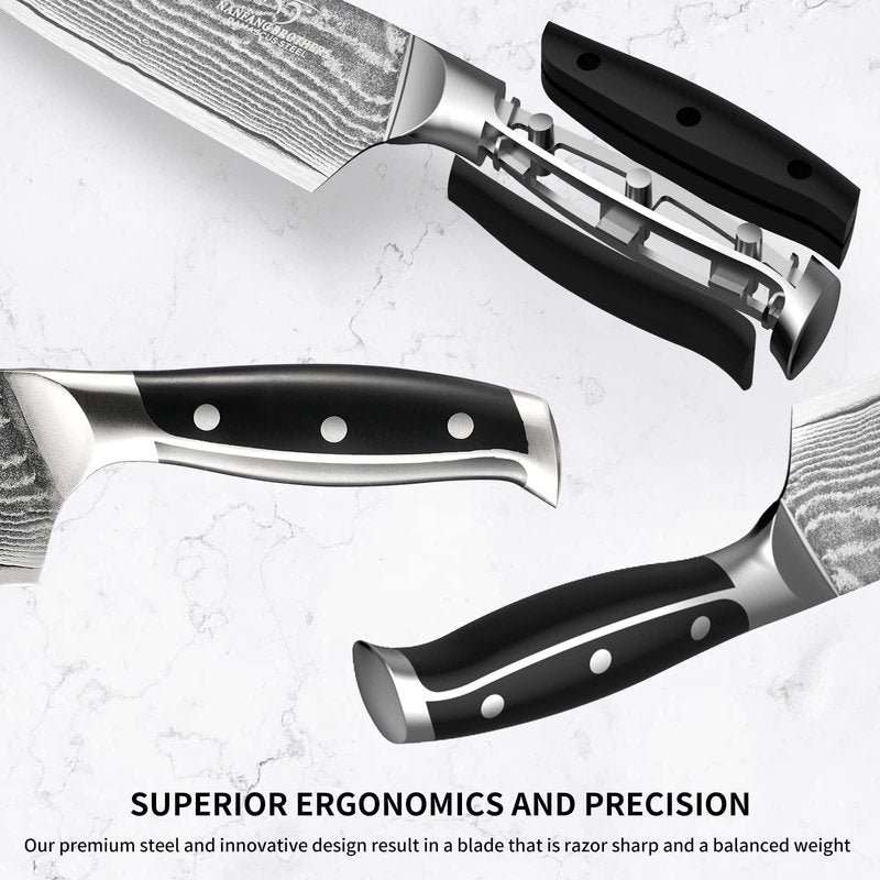 NANFANG BROTHERS Knife Sets for Kitchen with Block, Damascus Kitchen Knife Set with Block, ABS Ergonomic Handle for Chef Knife Set and Kitchen Shear
