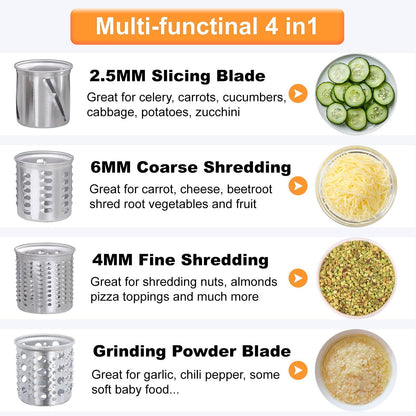 Large Stainless Steel Slicer Shredder Attachment for KitchenAid Mixers,Dishwasher Safe Vegetable Cheese Grater Accessories with 4 Cutting Blades by KINGEAGLE