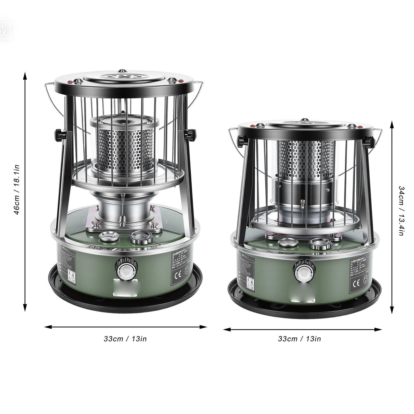 Indoor Kerosene Heater, Portable Kerosene Heater, 5.2L Tank 20-25 Hours Heating with Adjustable Height Safety Net, for Camping Garage Home Emergency Indoor Outdoor Use (Complete accessories)