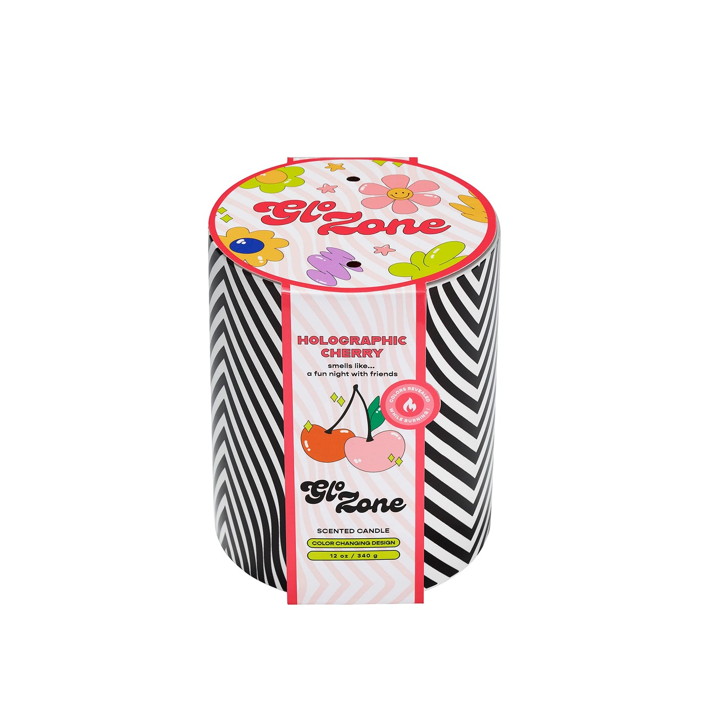 Glo Zone Slow Color-Changing Ceramic Scented Candle, 12 oz - Holographic Cherry