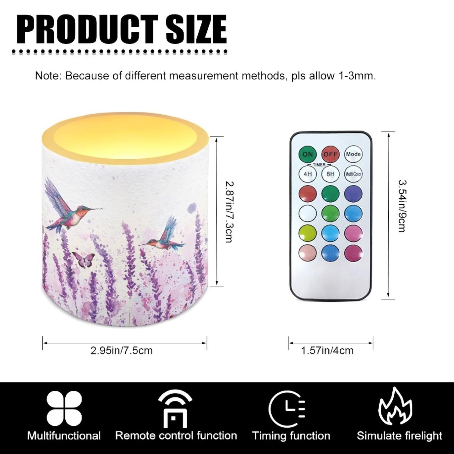 Cozeyat Purple Lavender Floral Premium Waterproof Flameless Candles Set of 4 Battery Powered LED Pillar Candles with Remote Timer for Indoor Outdoor All Weather Use