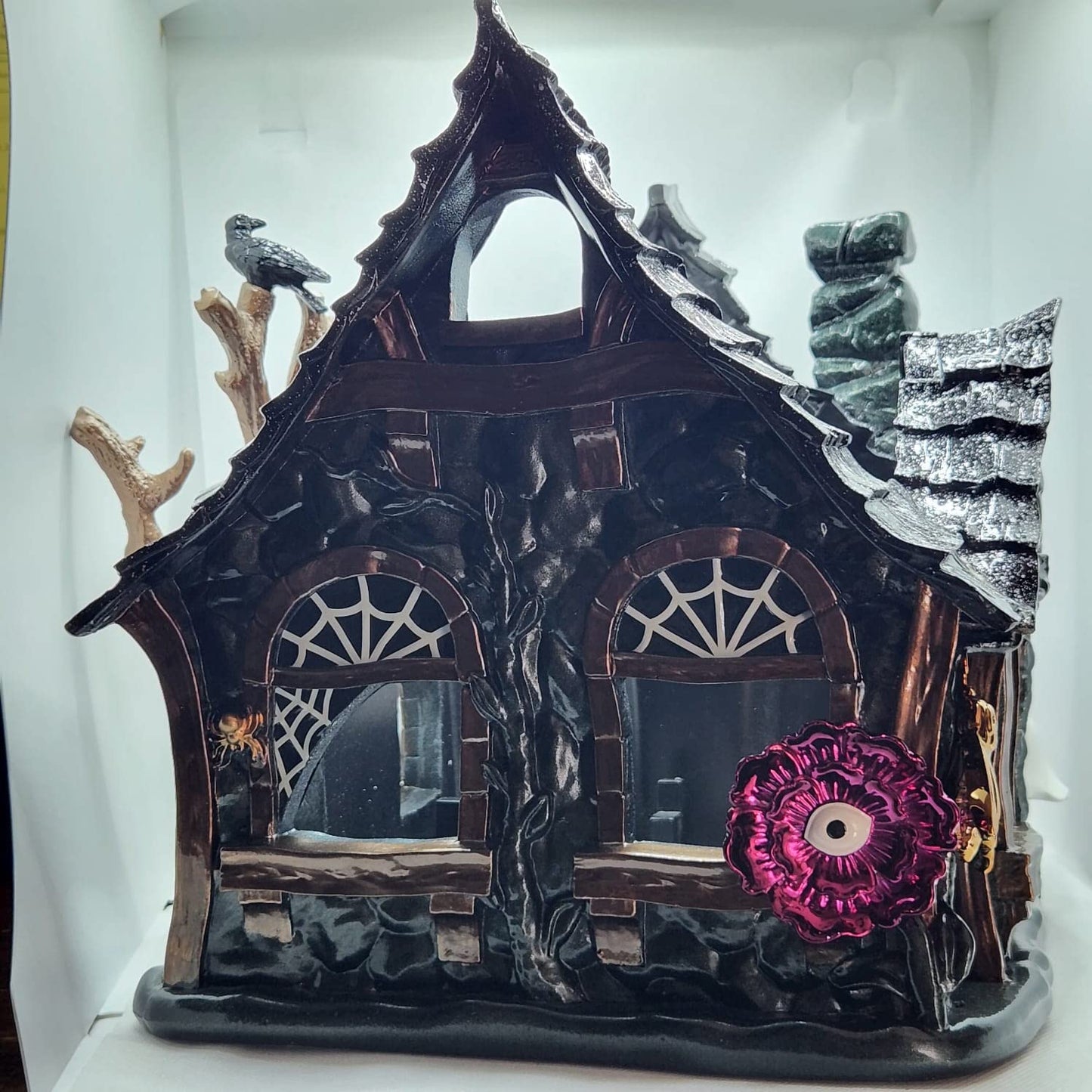 Halloween Candle Holder Compatible with Bath & Body Works and White Barn 3-Wick Candles - Select Your Favorite! (Candle NOT Included) - Haunted House Luminary